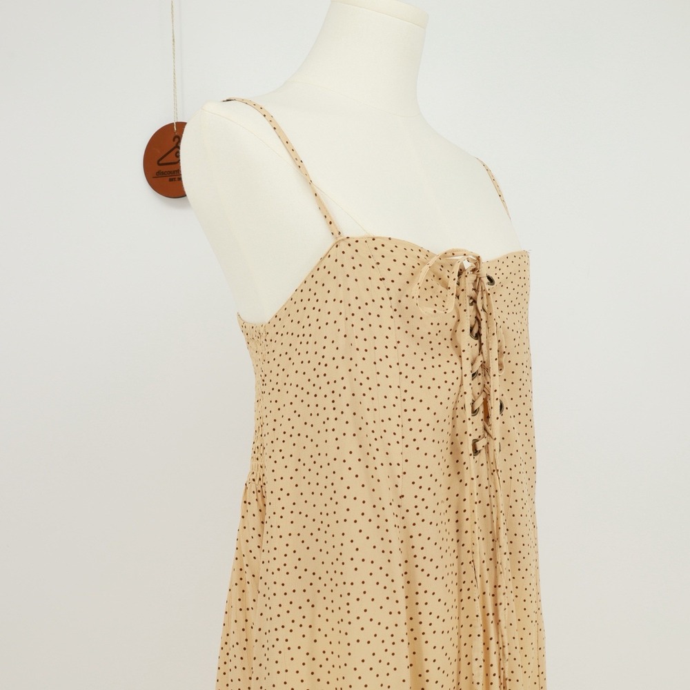 Faithfull the Brand Mirador Midi Dress Rossi Print Size 10 Polkadot Lace Up - Picture 5 of 12